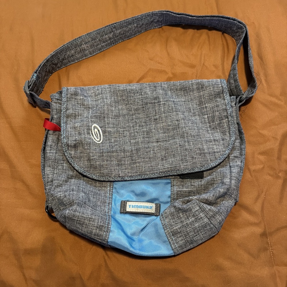 Timbuk2 Heathered Grey And Blue Sling Messenger Bag
